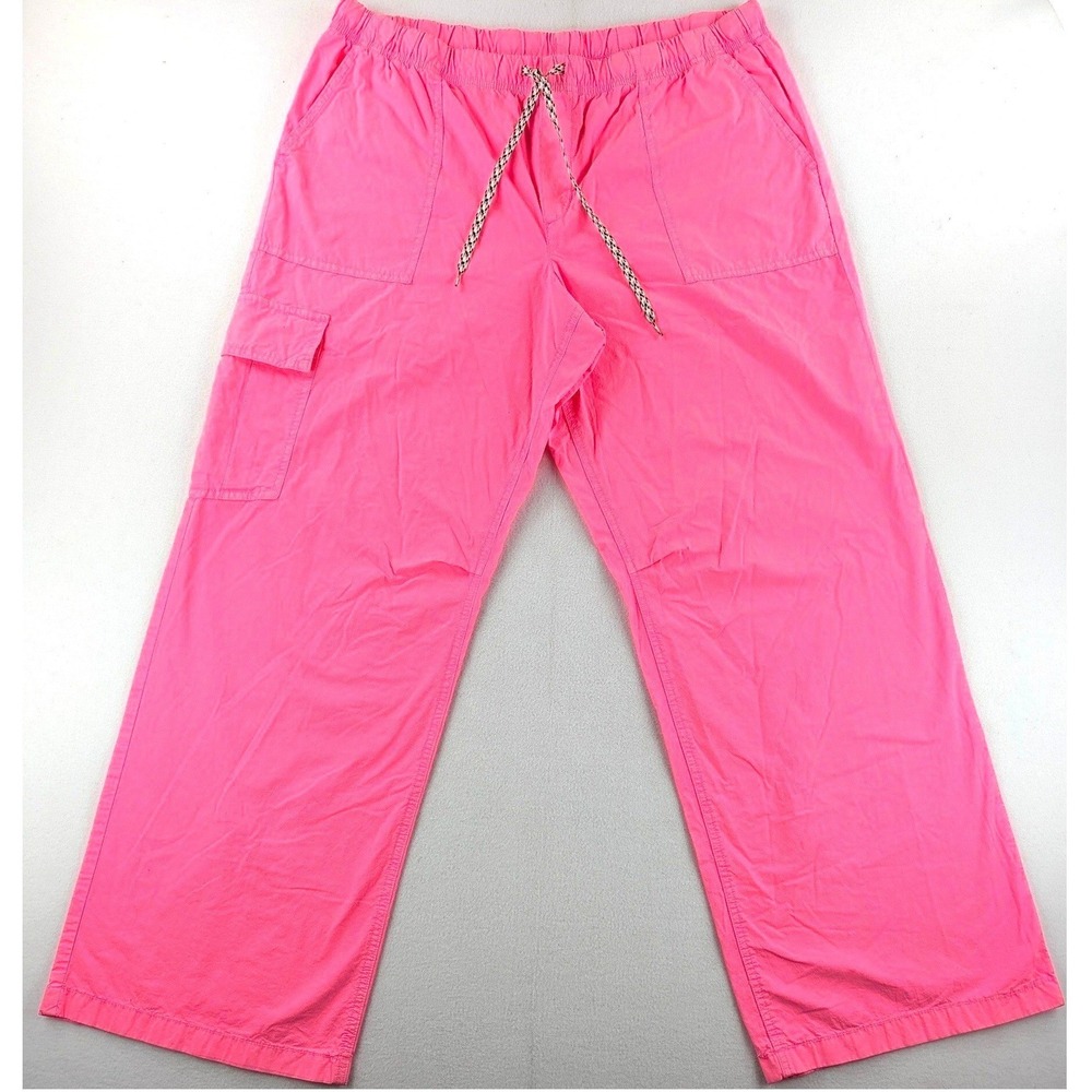 Aerie Womens XL Neon Pink Wide Leg Cargo Parachute Pants Drawstring Y2K